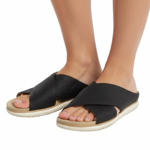 Soul Naturalizer Jessa Women Lady 9M Black Slides Criss Cross Sandals